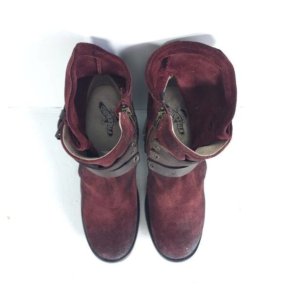 Freebird by Steven Women's Blaze US 10 Burgundy Leather Zip Heeled Ankle Boots - Picture 11 of 12